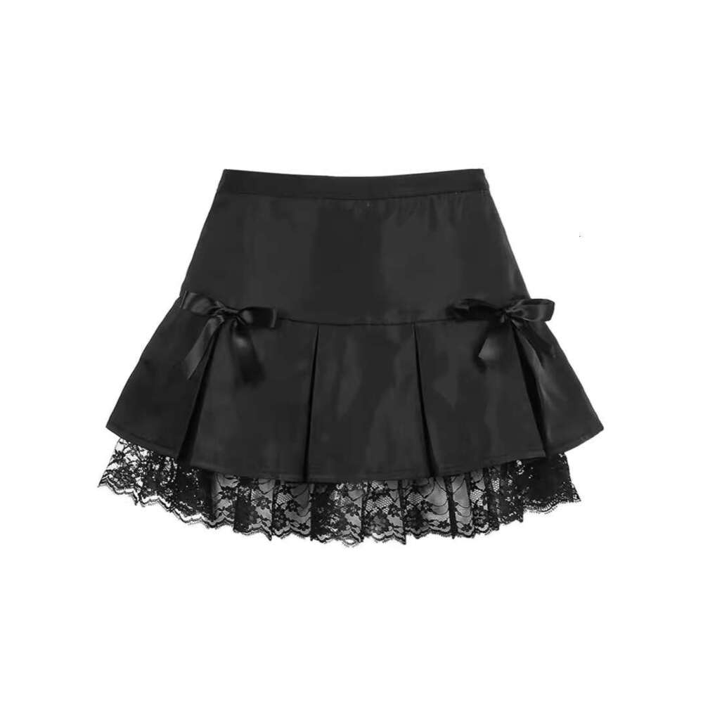 Women's Wear Up Goth Y2k Woman Skirts Pink Stripe Plaid Lace Trim Pleated School Skirt Punk Dark Academia Aesthetic E Girl Clothes