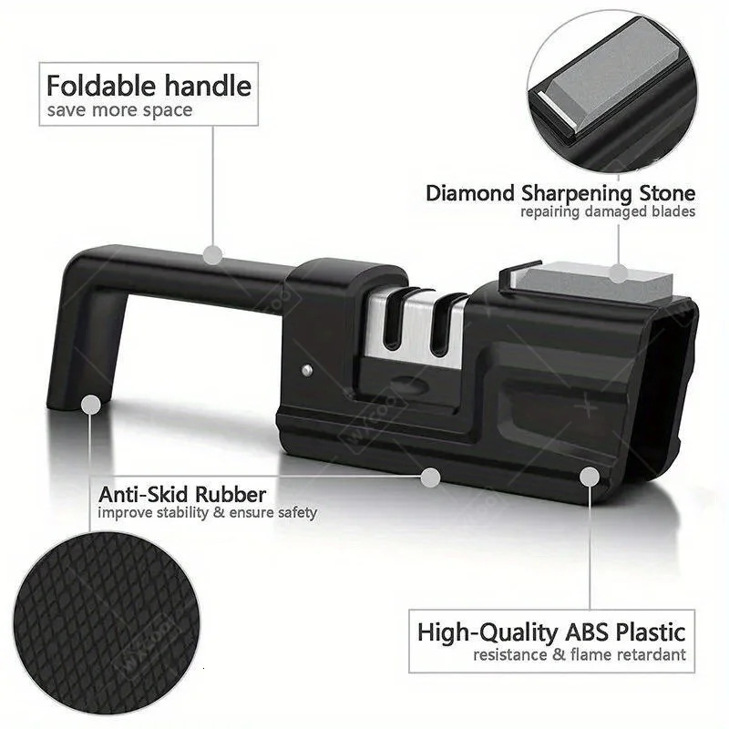 A three-level knife sharpening tool with a sharpening stone a 2-in-1 knife sharpening kit and a foldable chef knife sharpening tool 250103