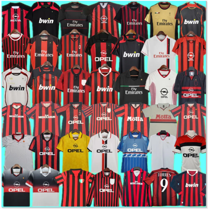 2004 2005 2006 2007 2008 2009 MilanS Vinatge GULLIT Retro Soccer JerseyS 06 07 08 09 10 11 12 13 14 15 MALDINI INZAGHI RONALDO BAGGIO BOBAN BARESI WEAH Football Shirt Kits