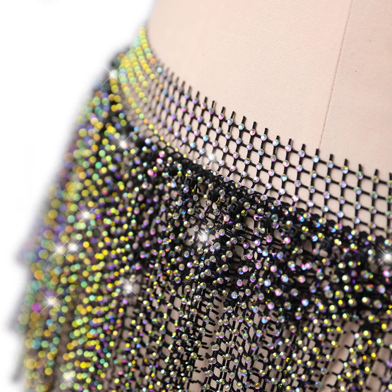 Women Glitter Belly Dance Hip Belt Scarf Diamond Exquisite Tassel Shawl Waist Chain Rave Outfit Stage Costume Practice Dancewear 250107