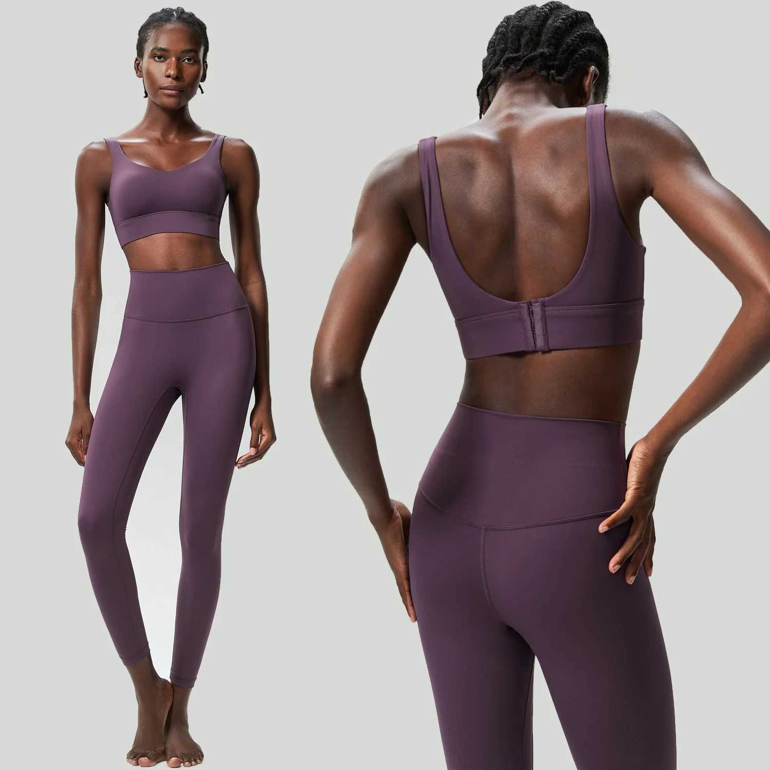Two Pieces Fitness Yoga Set Women Solid Color Buttery Soft Gym Suit Breathable Quick Dry Running Sportswear Workout ClothesXJ250109