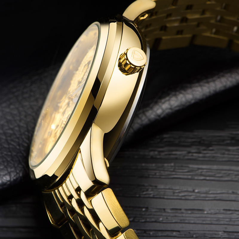 TEVISE Luminous Mechanical Watch Automatic Dragon themed Watch Mens Business Stainless Steel Strap Watch Wristwatch Couple Watch for men and women T04
