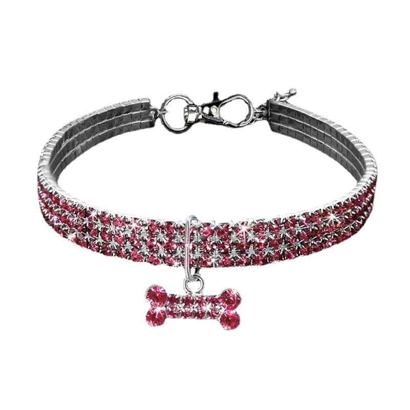 Dog Rhinestone Collar Jewelry Chihuahua Crystal Jewelry Adjustable Engraved Text Dog Collar