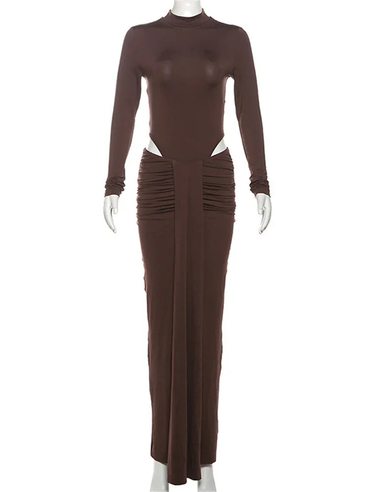 Tossy Winter Ladies 2 PieceSet Maxi Skirt Casual High Waist Jumpsuit And Pleated Long Outfits Sexy Solid Skinny 250106