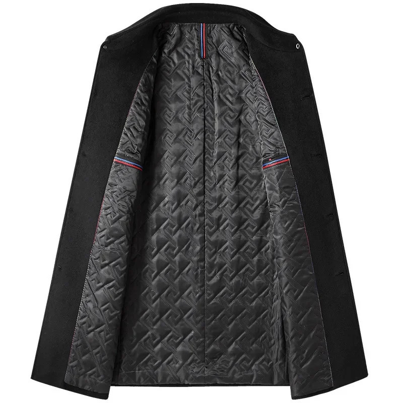 2024 Men Winter Coat Fashion Korean Style Wool Jacket Business Trench Male Woolen Blend 250106