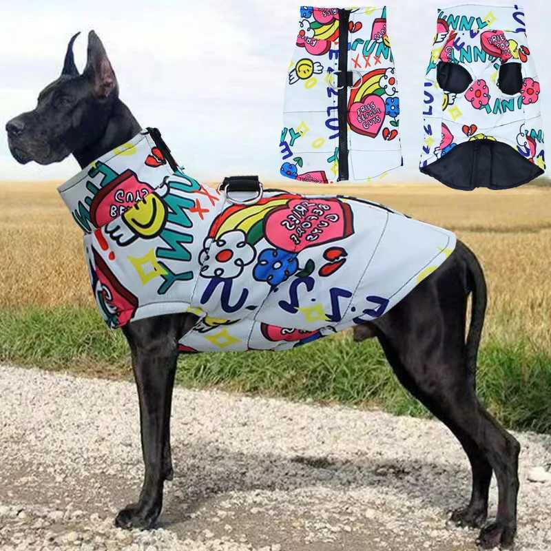 Fashion Big Dog Waterproof Jacket Autumn Winter Pet Coat with Traction Buckle Doberman Pinscher Golden Retriever Outdoor JacketsXJ250109