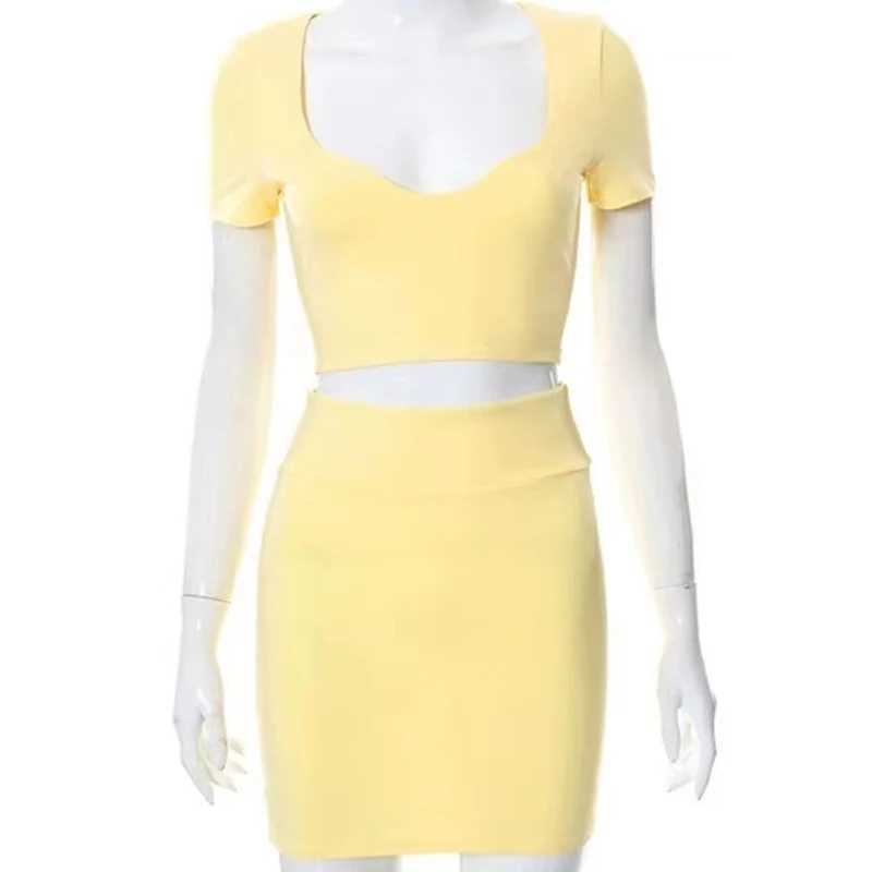 New Europe America Spring Summer Women Yoga Fitness Suit U Neck Slim Fit Crop Top Short Skirt Running Yoga SportswearXJ250109