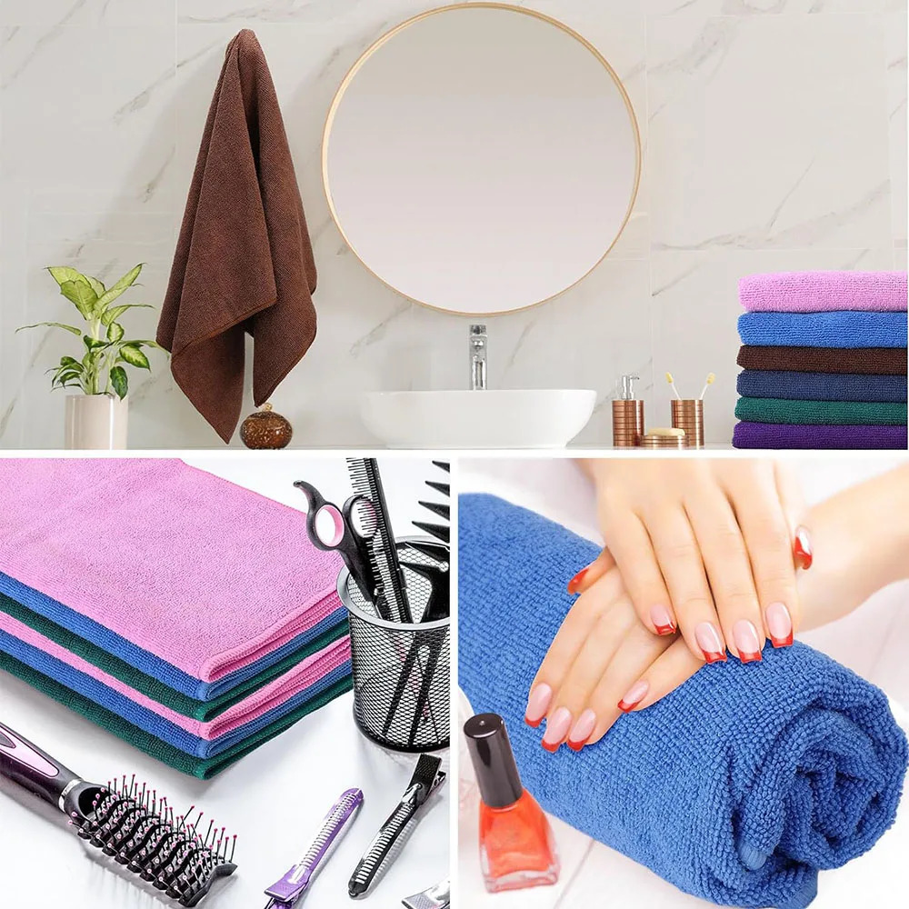 Towel 12 x 28 inchs Bleach Proof Salon Towels Microfiber Absorbent Salon Hand Towels for Gym Bath Spa Shaving Shampoo Home Hair Drying 250110