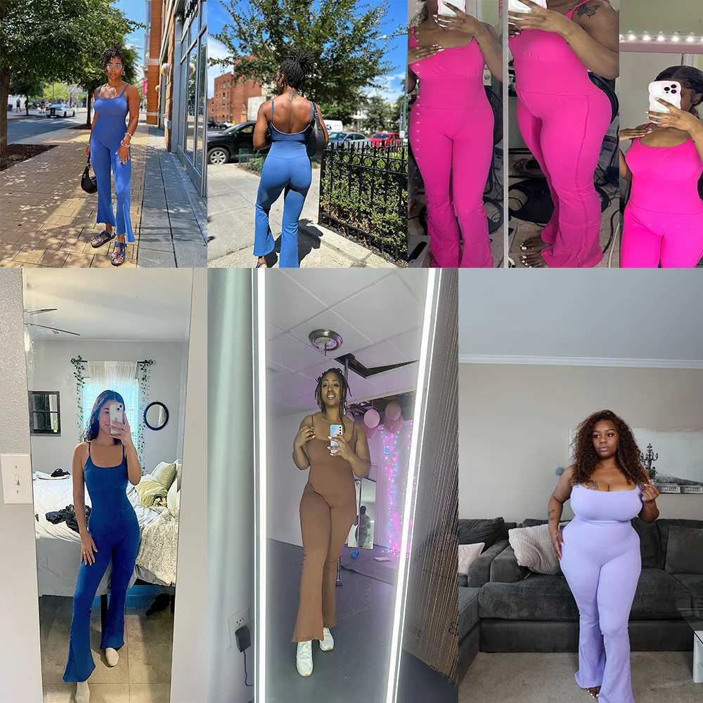 Slim Bodysuit Sleeveless Square Neck Bodycon Rompers Overalls One Piece Outfit Street Wear Ladies Gym Clothings Solid JumpsuitsXJ250109