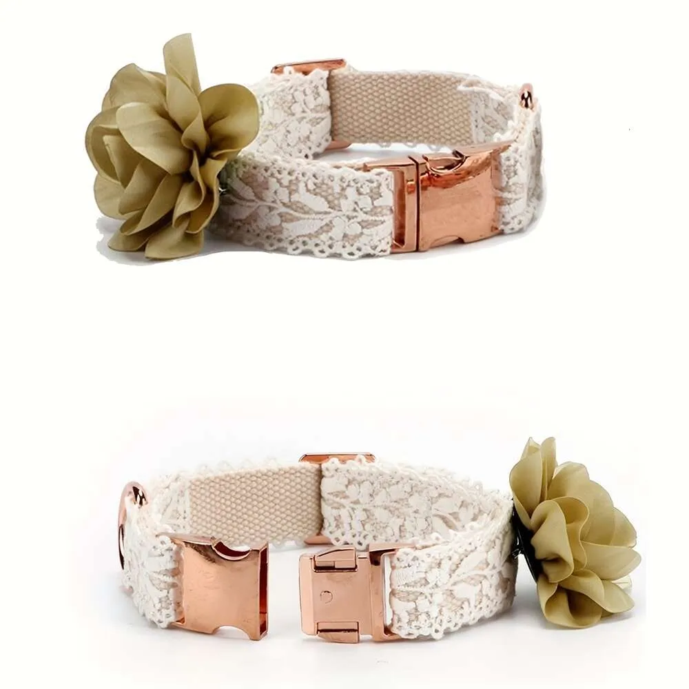 Dog Collar Leash Set Cotton Lace Adjustable Comfortable Unique Collars And Leashes For Small Medium Large Dogs