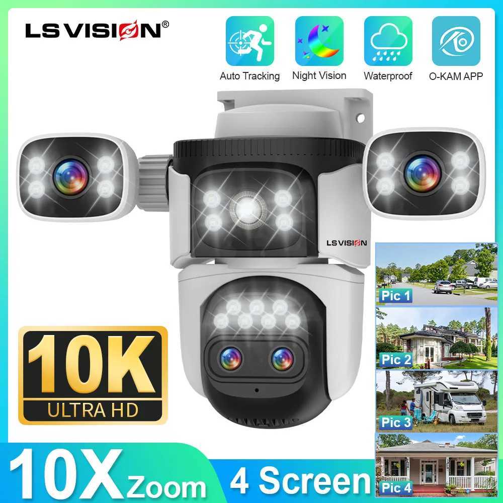 LS VISION 20MP 4*Screens Home Surveillance Wifi Camera 10X Zoom Outdoor Surveillance Camera Ip PTZ Auto Tracking Security Cctv X250110