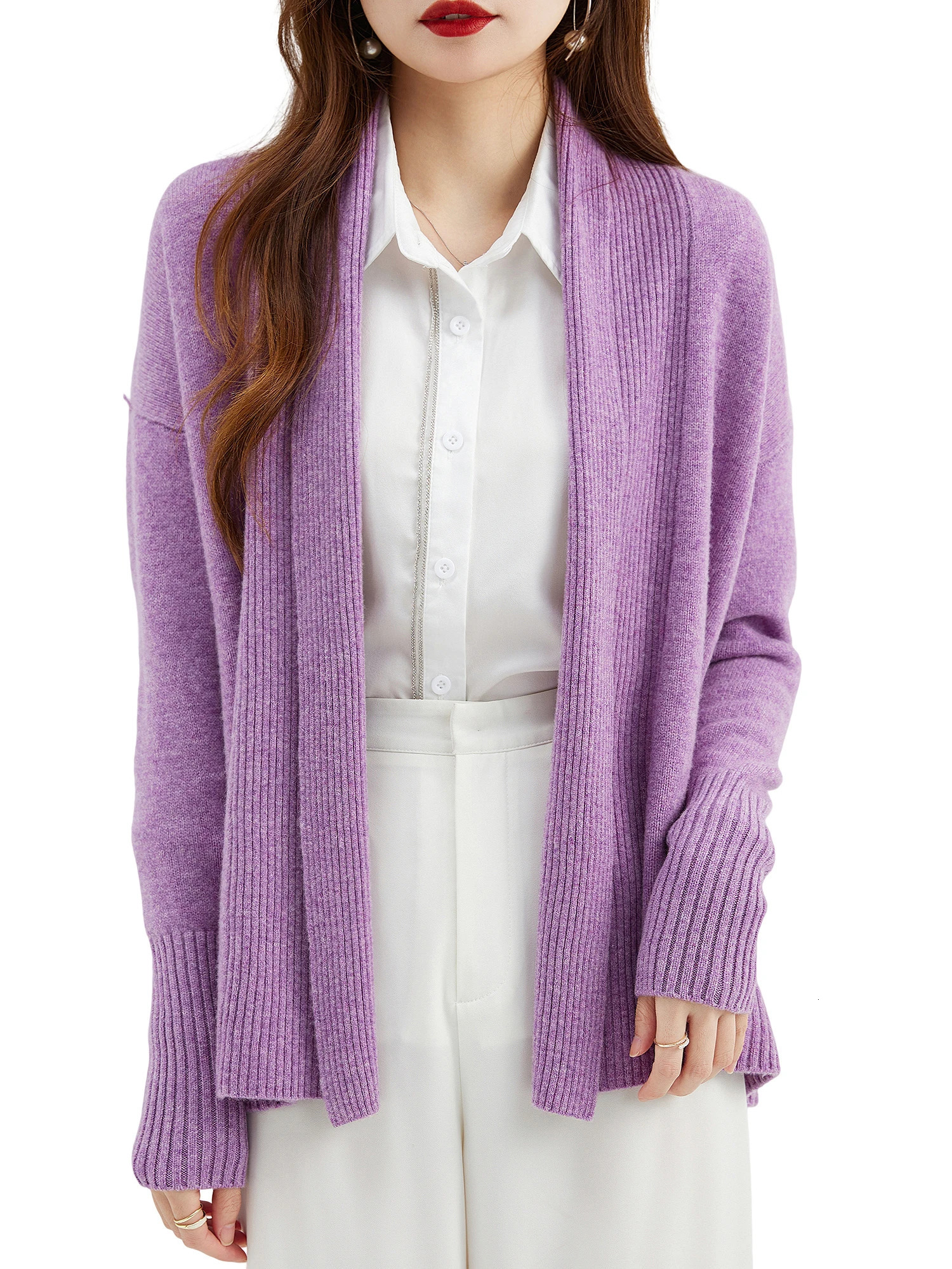 Womens Cardigans 100% Merino Wool Sweater Fall Winter Fashion Warm Soft Long Sleeve Knitted Cardigan y2k Clothing 250108
