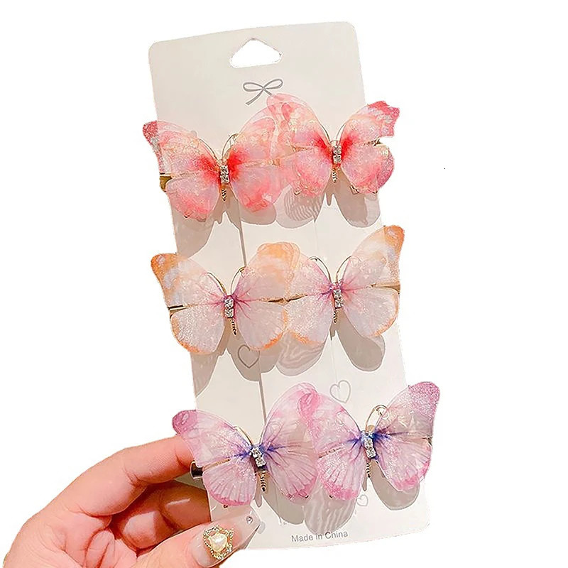 1pc Random Colorful Butterfly Hairpins Girl Hair Clips Barrette Sweet Ornament Rainbow Headwear Accessories 241228