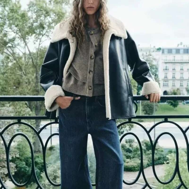 European And American Style New Temperament Versatile Lapel Single-Breasted Soft Leather Fur Jacket