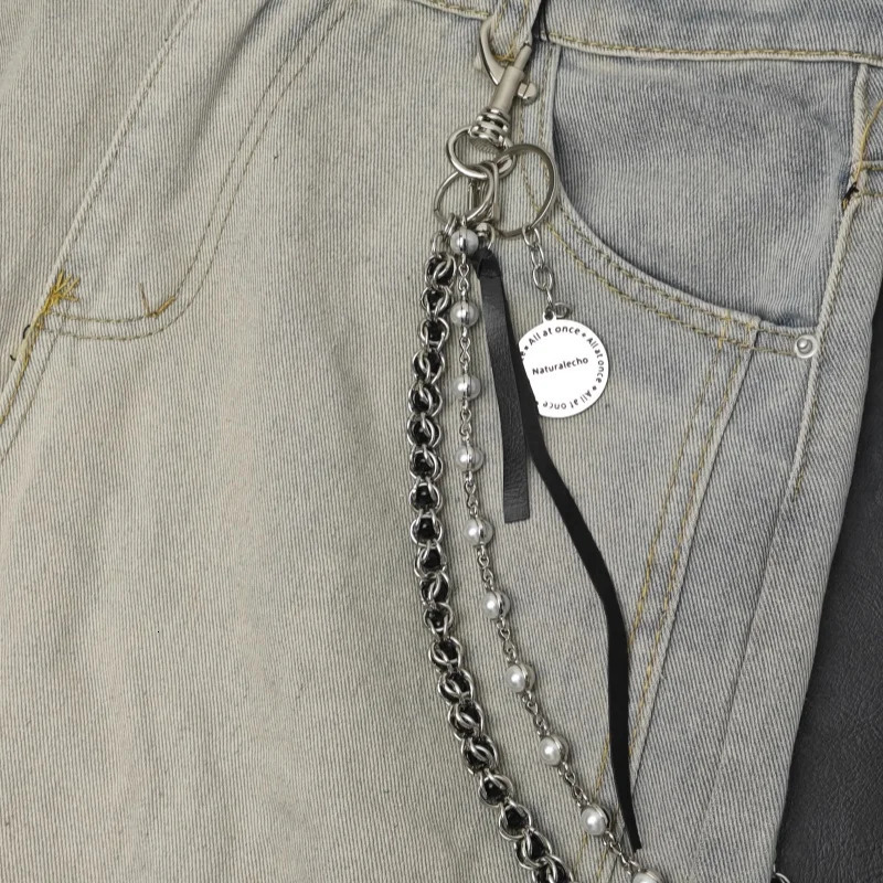Retro Steel Clamp Beads Punk Pants Chain Ones Waist Accessories Fashion Men And Women Key Chain Wholesaler 250107