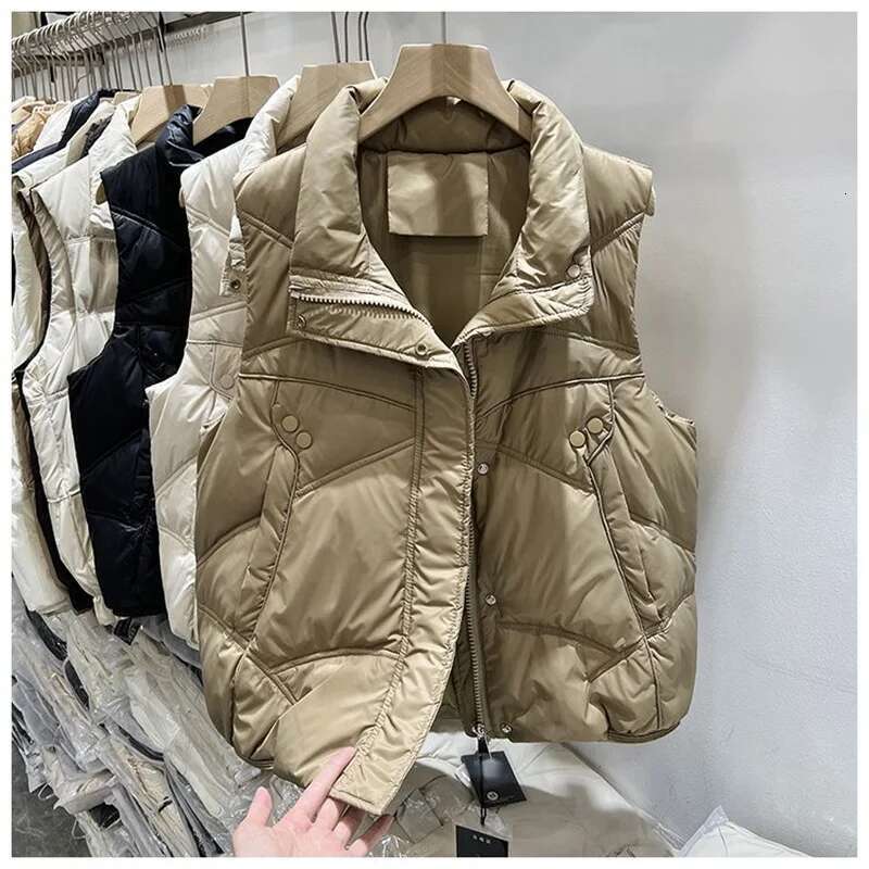 2025 New Women's Autumn/winter Down Short Stand Collar Cotton Vest Fashion Designer Jacket Warm Coat