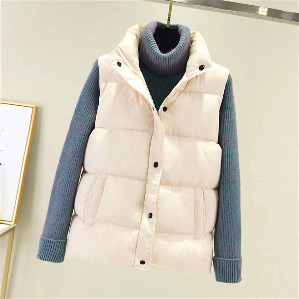 2025 Winter Korean Fashion Down Warm Cotton Jacket For Women's Autumn And Winter Loose Sleeveless Designer Jacket