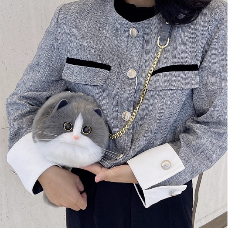 Shoulder Trendy Cute Cat Valentine's Day Exquisite Birthday Gift Zipper Personality Shopping Square Satchel Bag For Girl