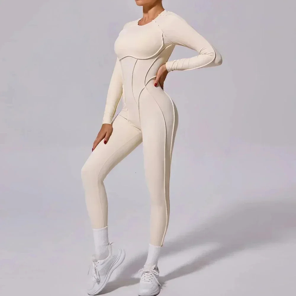 Seamless Yoga Jumpsuits Sports Hip-lifting One-Piece Backless Long-sleeved Leggings High Elasticity Gym Yoga Fitness Bodysuits 250103