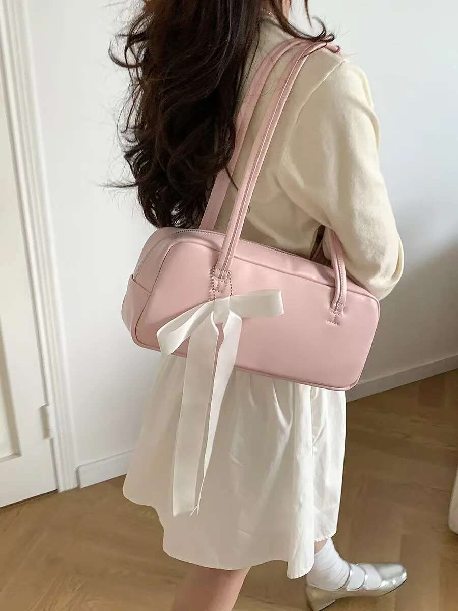 New Niche Design Bow Decorative Pillow Girls Cute Small Fresh Underarm Casual Simple Handbag Trendy Fashion Shoulder Bag