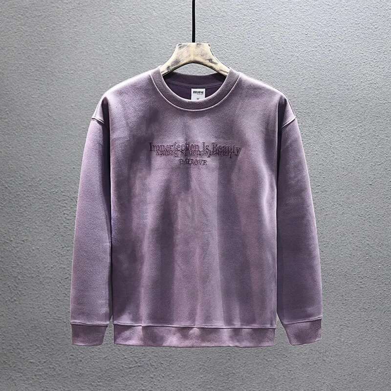 Autumn Winter Long Sleeved Hoodie For Men, Loose And Versatile, Street Trend Round Neck Casual Thick Base Coat Top