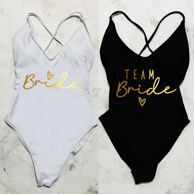 Sexy Padded One Piece Swimsuit Women Team Bride Swimwear Bikini Summer Bathing Suit Plus Size Beachwear Bachelorette Party Lady 250108