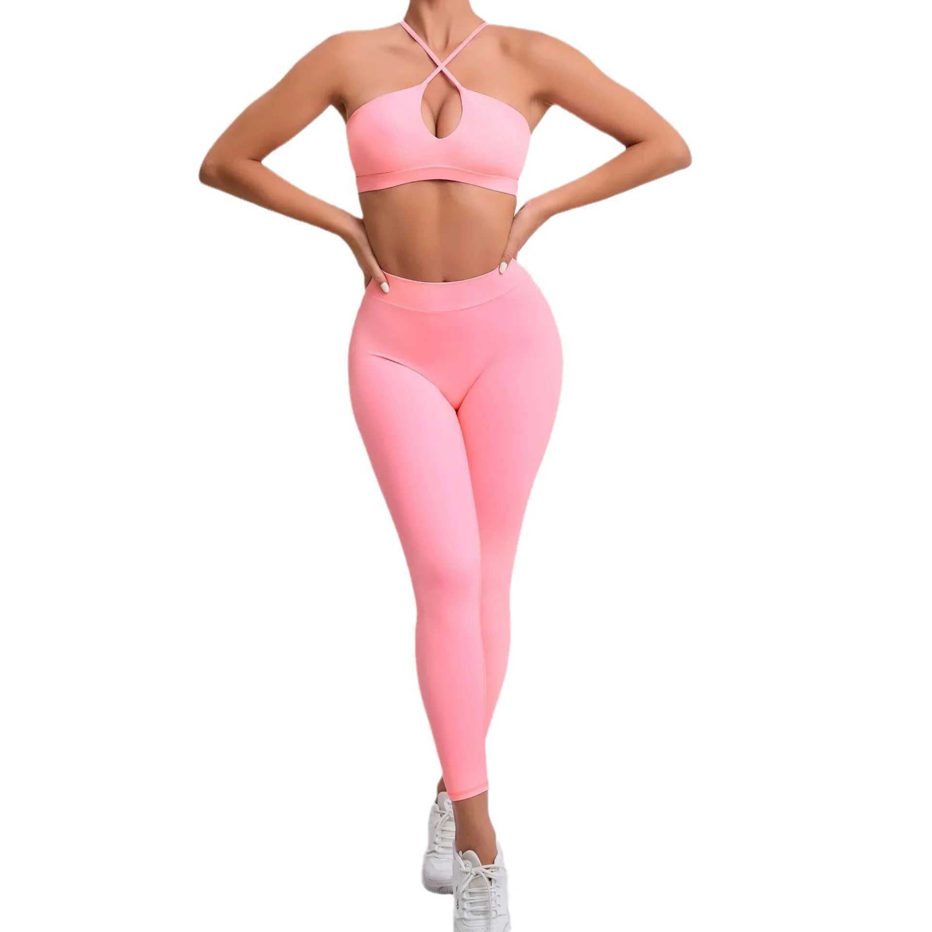 Seamless Yoga Sets Sports Fitness Hip-lifting Nude Feel Pants Cross Beauty Back Bra Suits Workout Gym Leggings Set for WomenXJ250109