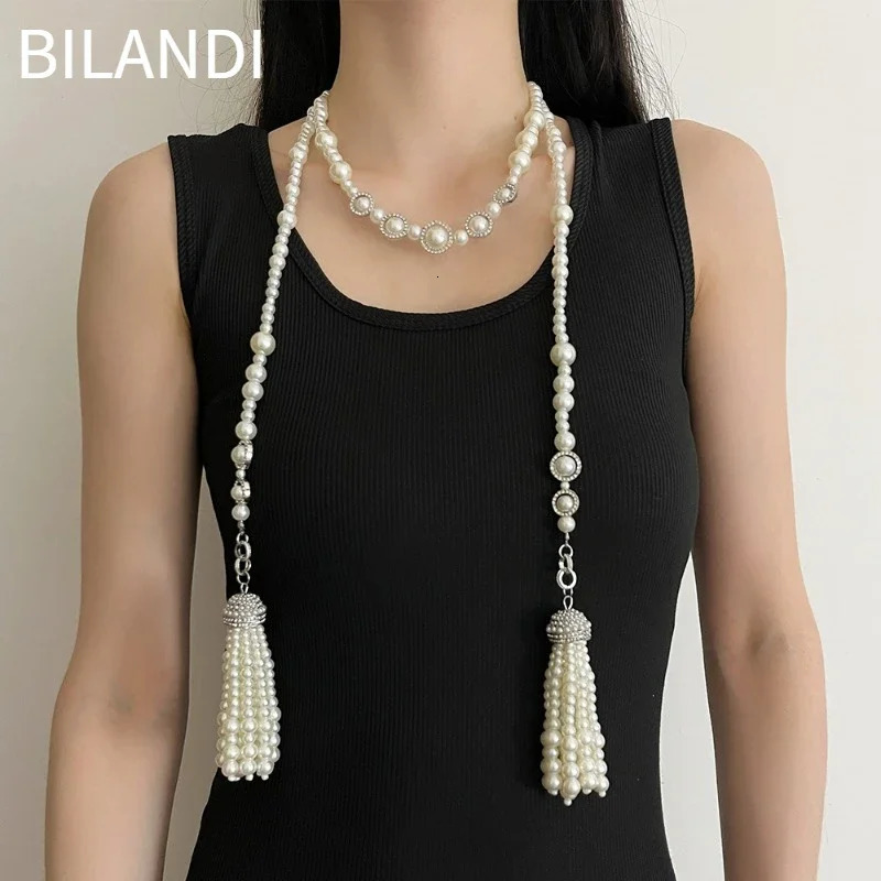 Bilandi Modern Jewelry Temperament Simulated Pearl Tassel Necklace For Women Wedding Gifts Delicate Accessories250108