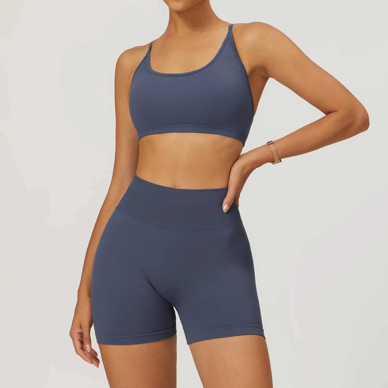 New Seamless Sports Set 2PCS Women Clothes Fitness Outfit Yoga Suit Running Bra Workout Leggings Gym Sportswear Two Sling BraXJ250109