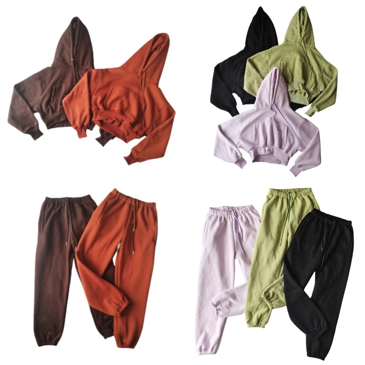 Wholesale Fleece Hoodie with Jogger Pant Sweat Suit Fall Winter 2 Piece Set Tracksuit Women Sports Outfit Two Solid Casual 250106