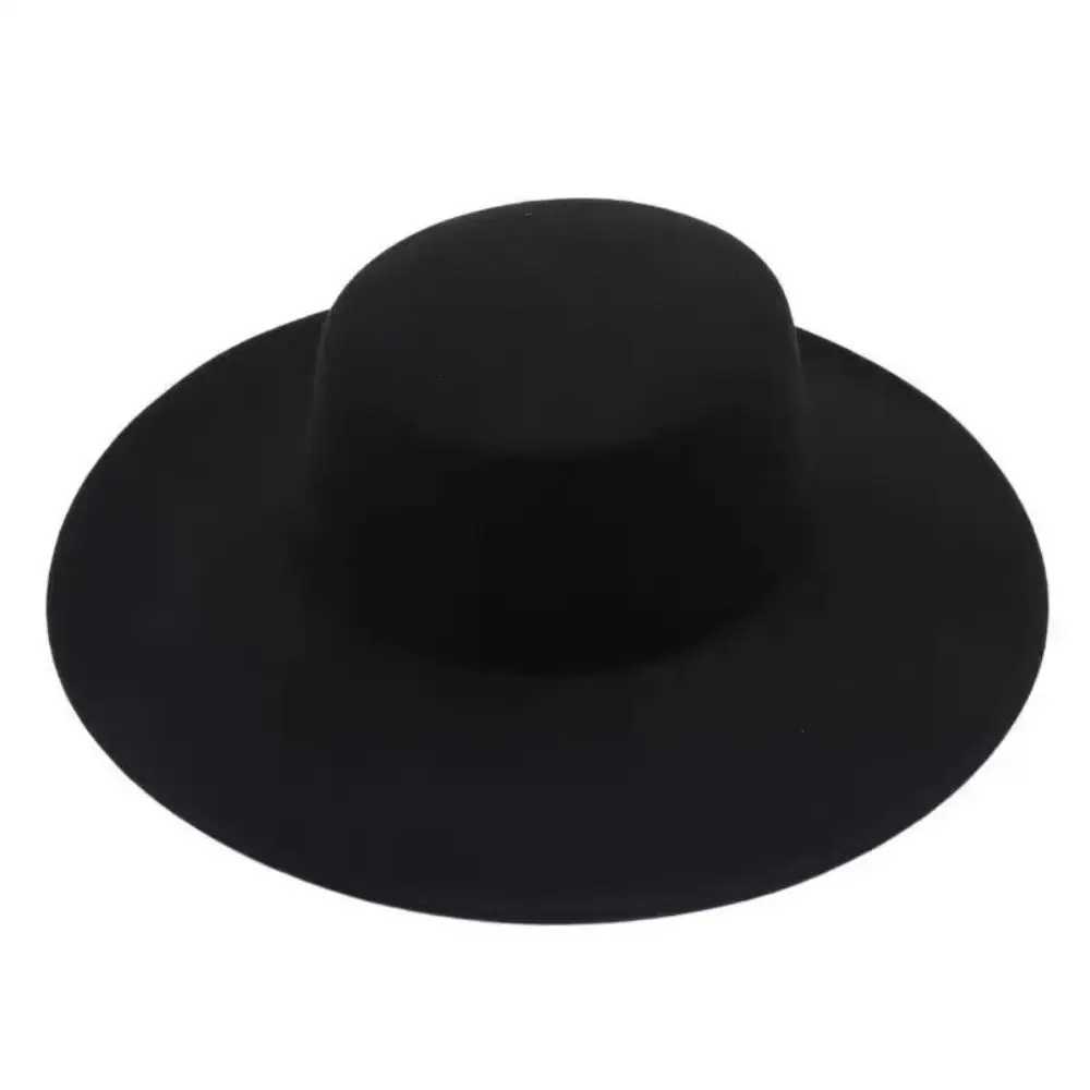 Hepburn Style Wen Flatcap New French Elegant Flat Top Hat Dame Hat Retro Wide Brim Felt Hat Wen X250109