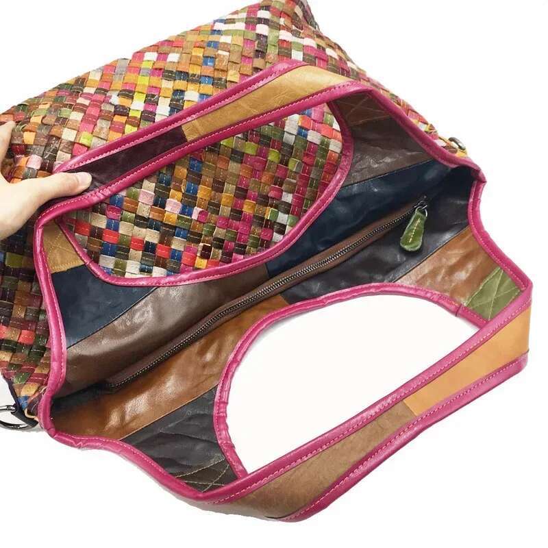 Fashion Big Shopping Handbag Genuine Leather Multicolour Bags Women Designer Crossbody Bag Female Girl Cowhide Tote