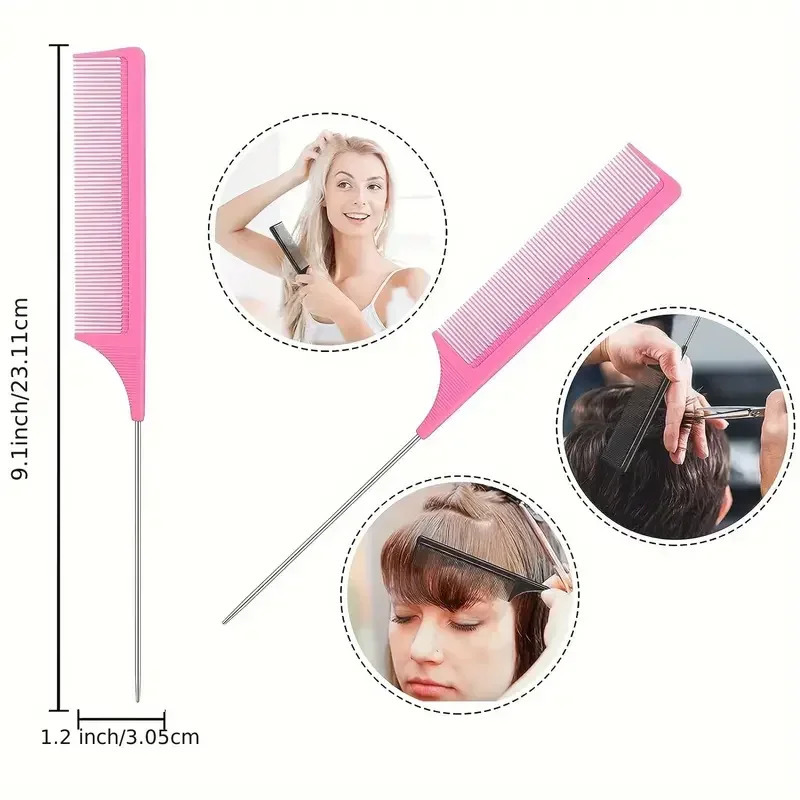 5pcs Set Detangling Hair Brush Knots Detangler Scalp Massage Comb Dual Edge Brush Styling Comb for Curly/Straight/Wet/Dry Tools 250106
