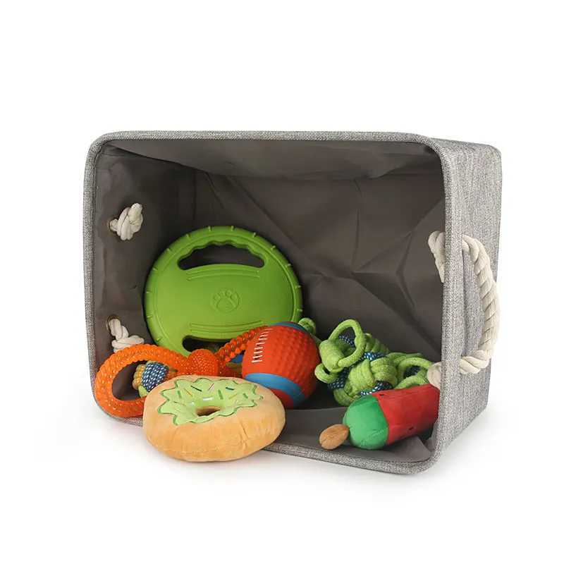 S/M/L Custom Name Pet Toy Basket Cat Dog Foldable Box Print Storage Baskets For Clothes Pets AccessoriesXJ250109