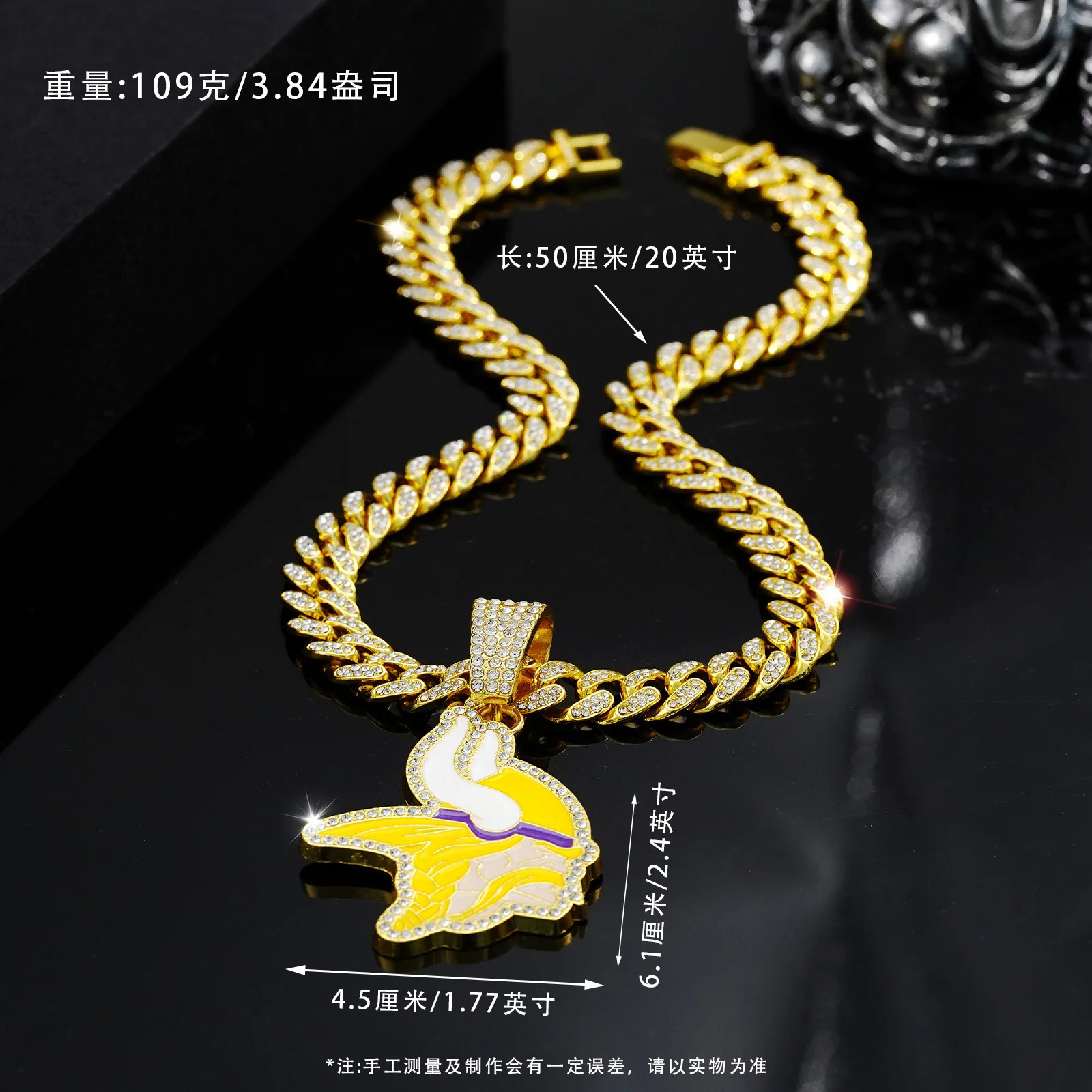 ULJ Hip Hop Yellow White Ox Horn Pendant Chain Necklace With Cuban Miami Iced out Bling Cool Jewelry 250109