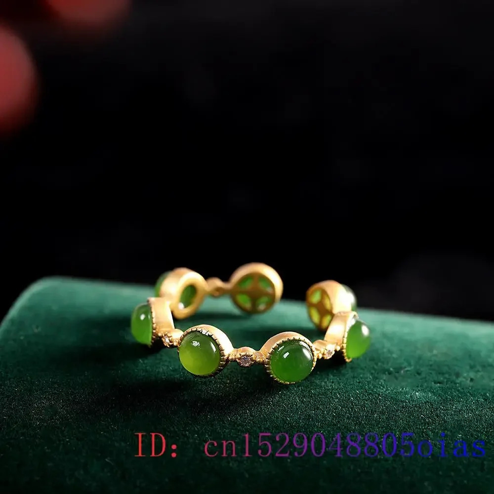 Green Jade Rings for Women Charms Jewelry 925 Silver Talismans Gift Natural Adjustable Ring Gifts Gemstone Gemstones 250106