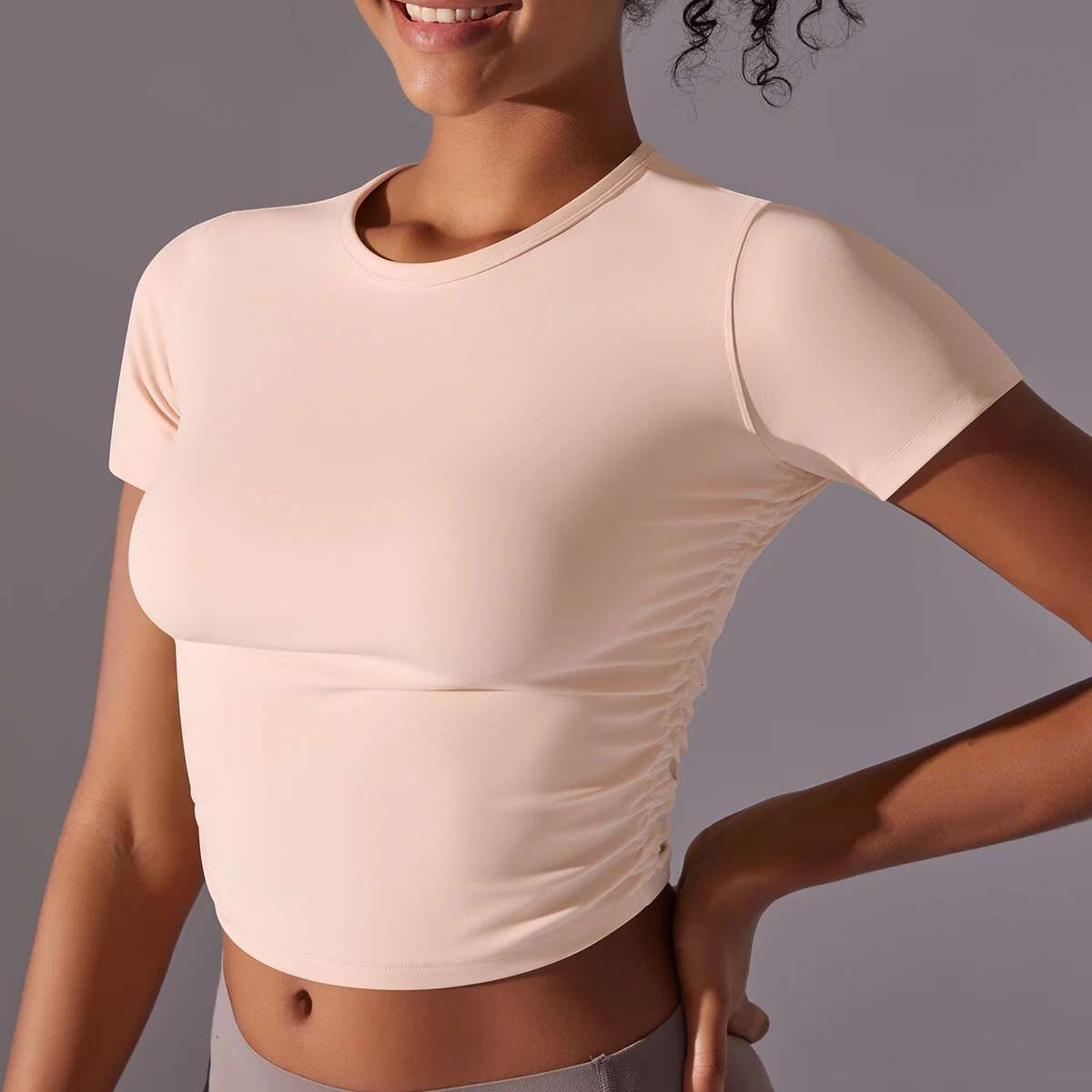 Women Sports Shirts Short Sleeve Solid Color Workout Yoga Wear Stretch Fiess Tank Gym Clothes Sportswear Running T-Shirts