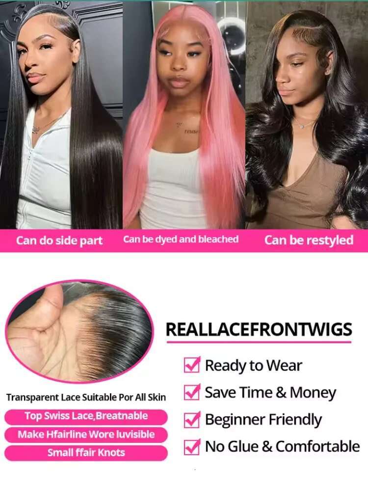 250 Density 30 40Inch 13X4 13X6 HD Transparent Bone Lace Front Wigs For Women Brazilian Straight Human Hair Wig On Sale