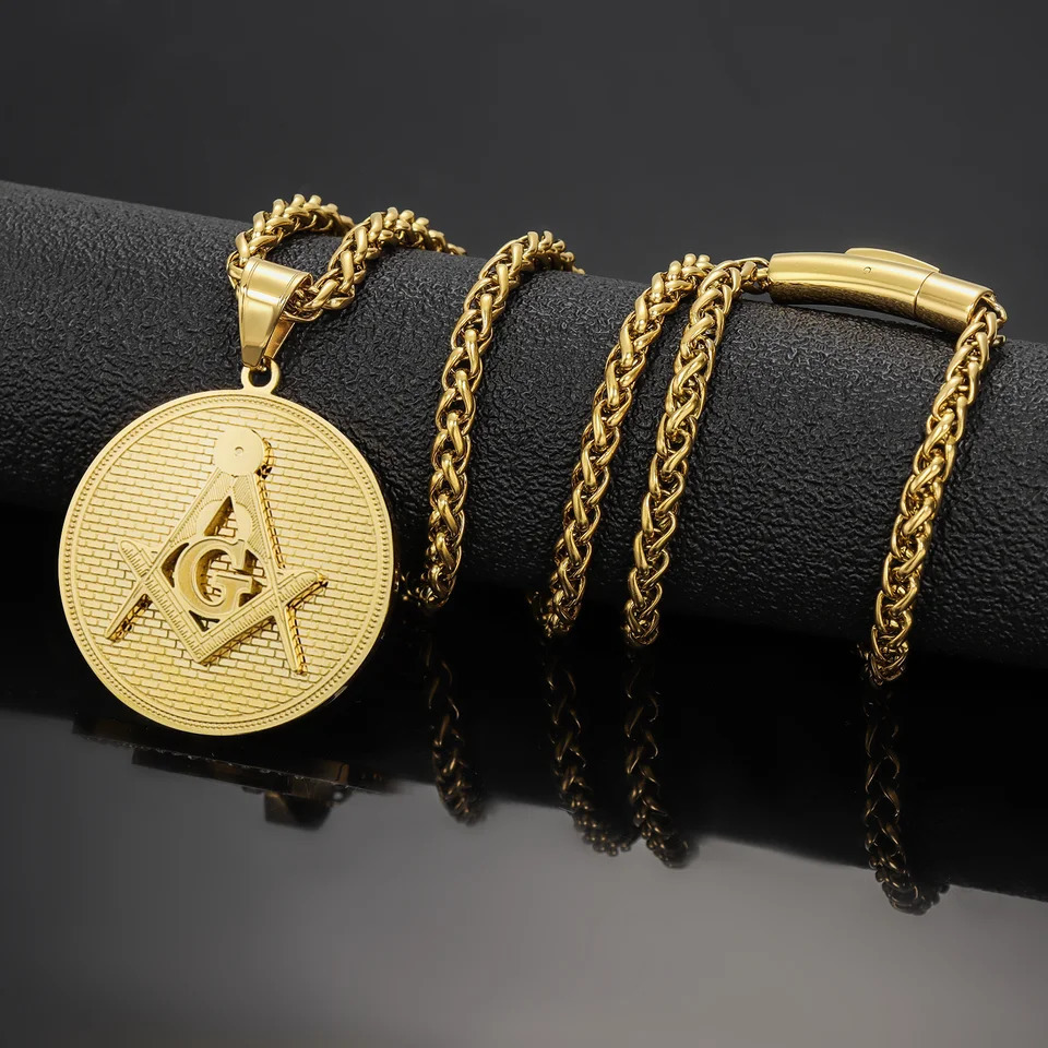 Stainless Steel Masonic Necklace Engraveable Name PendantPersonalized Pendant for men women party jewelry accessories 250109