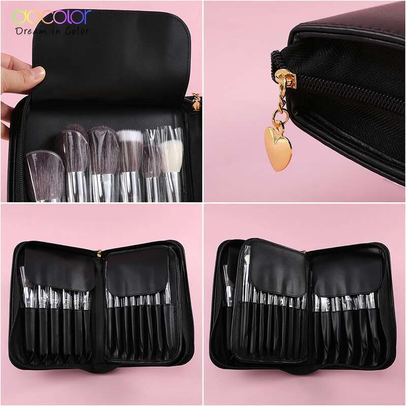 Docolor Makeup set 29pcs Professional Natural hair Foundation Powder Contour Eyeshadow make up brushes with PU Leather
