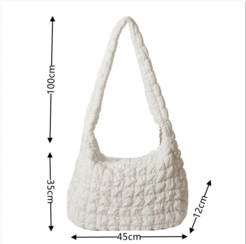 Women Fashion Crossbody Bag Large Capacity Puffy Nylon Casual Handbag Lightweight Quilted Padded Double Zipper Hobo Shoulder Bag 250106