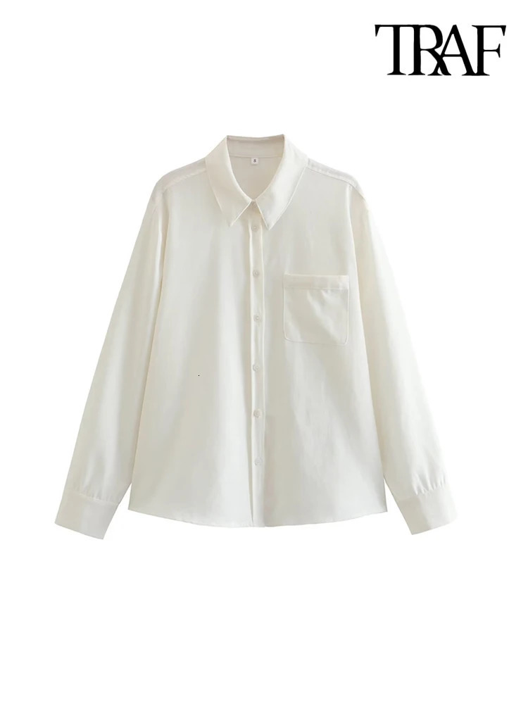 TRAF Women Fashion With Pocket Loose Linen Shirts And High Elastic Waist Wide Leg Pants Female Two Piece Sets Mujer 250106