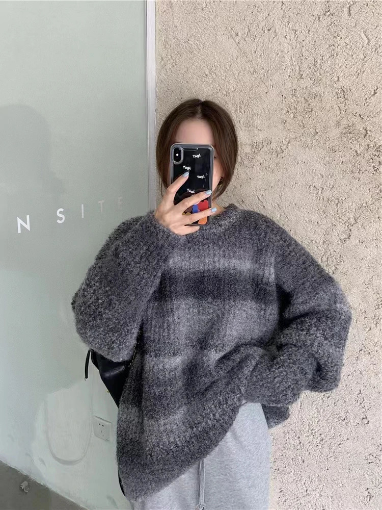 Sweater Women Winter Pullover Girls Oversize Knitting Tops Vintage Long Sleeve Fall Female Knitted Outerwear Warm Pull 250108