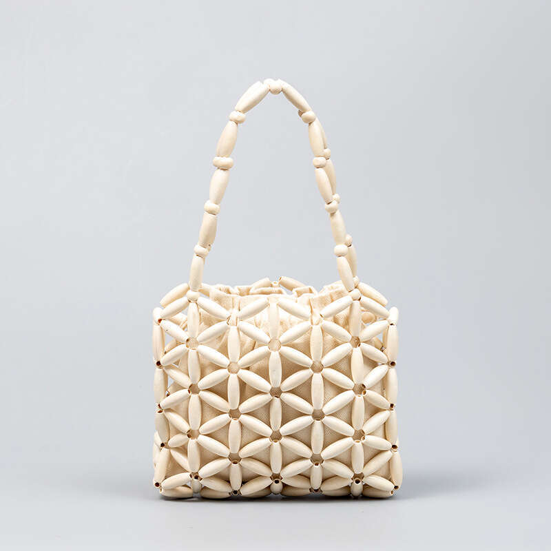 Enspt Foreign Trade Hand Woven Wooden Bead Bag Women, Summer Cross-Border Trend, Niche Design, Commuting Handbag For Women