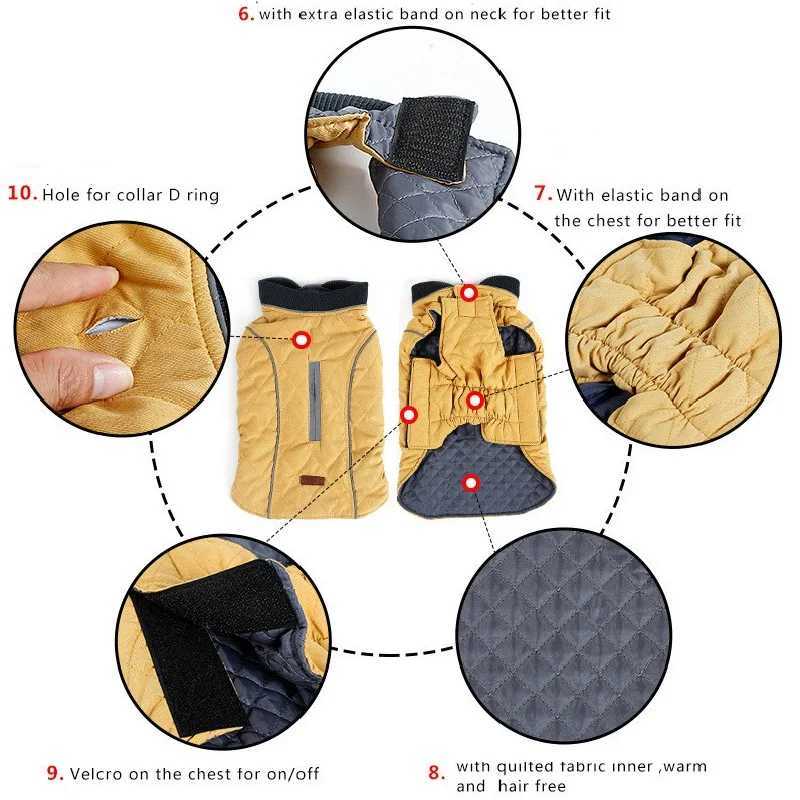 High Quality Dog clothes Quilted Dog Coat Pet Warm Jacket Vest New Big Dog Retro Cozy Thick Vest Clothing 6 ColorsXJ250109