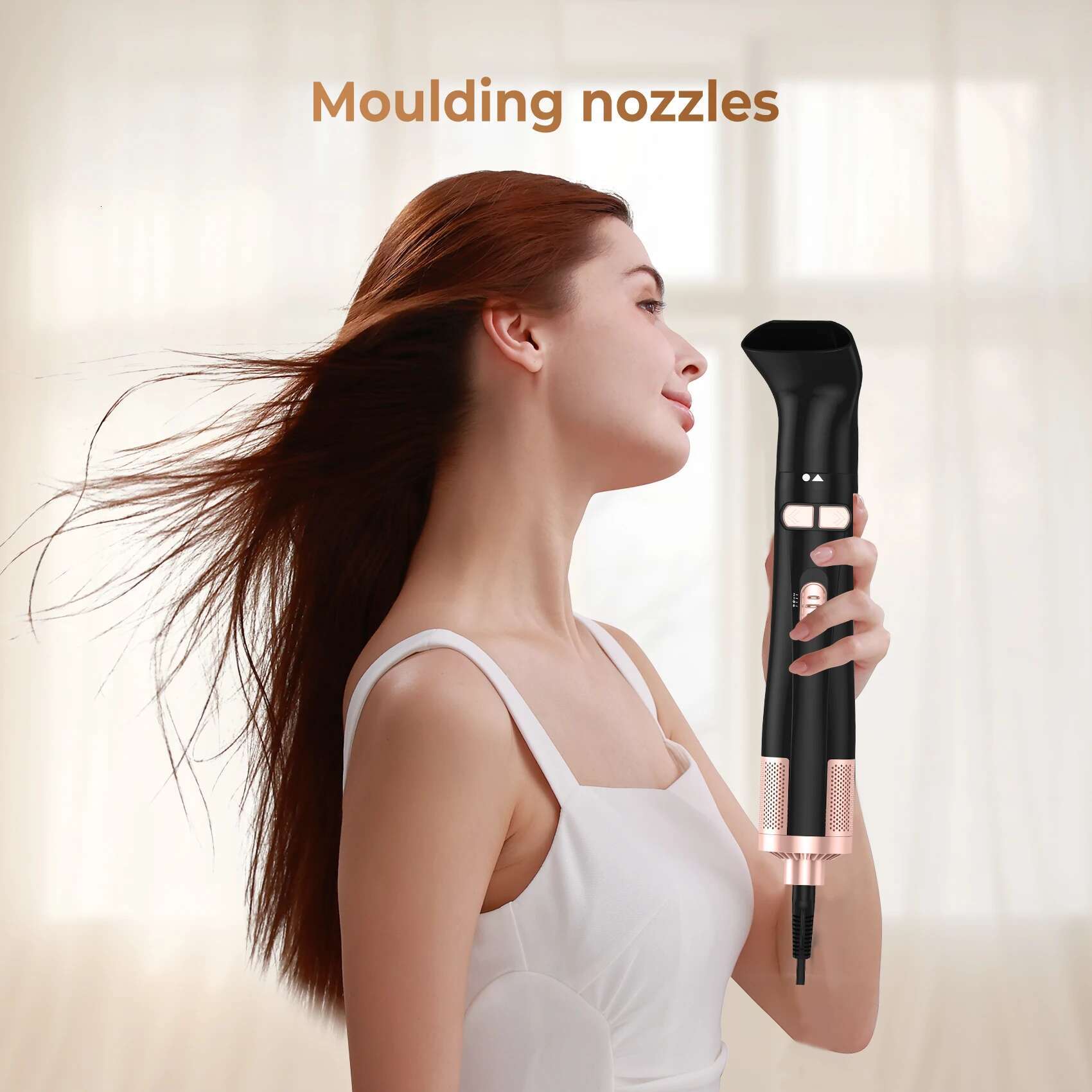 Hair 5 in 1 Blow Dryer Spinning Curg with 2 Rotating Brushes (1.5" & 2") Hot Air Brush Style