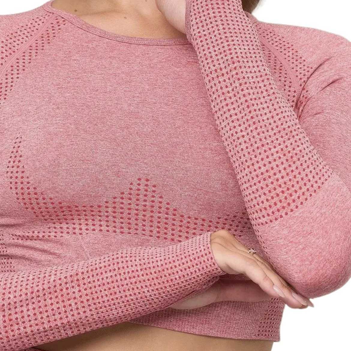 Little dots yoga wear long sleeve seamless nylon sports fitness wearXJ250109