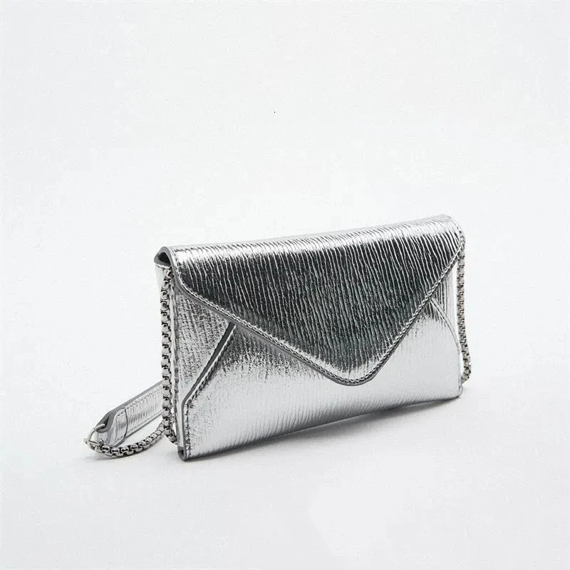 Womens Bag Fashionable Single Shoulder Small Square Bag Mini Chain Envelope Crossbod Bag Women Silver Handbags 250106