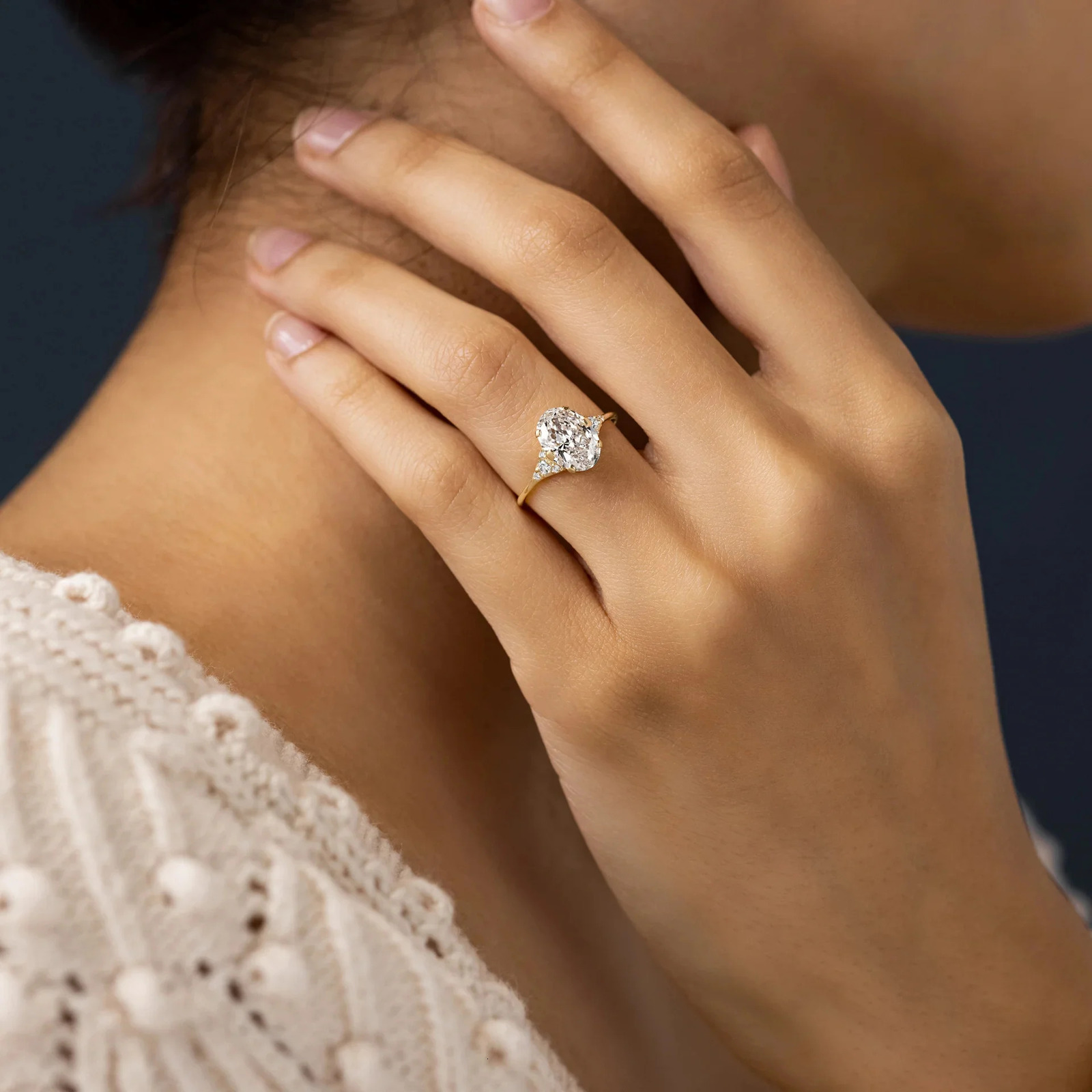 1ct 2ct 3ct Engagement Ring 925 Sterling Silver Ring For Women Oval Cut Zircon Cluster Gold Plated Wedding Jewelry 250106