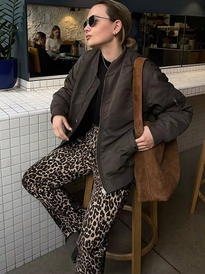 Fashion Leopard Print Slim Pencil Pants For Women High Waist Zipper Bodycon Trousers Chic Female Commuting Streetwear 250108